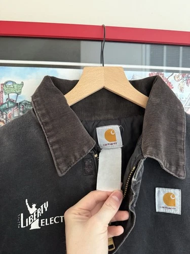 Vintage Carhartt J002 Arctic Black 90s Lined Canvas Workwear Jacket Size Mens L image 5