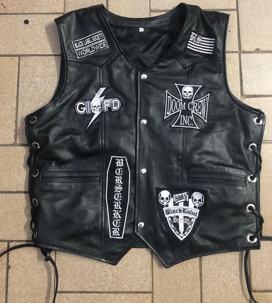 Men's Zakk Wylde Black Label Society Leather Vest Jacket , BLS