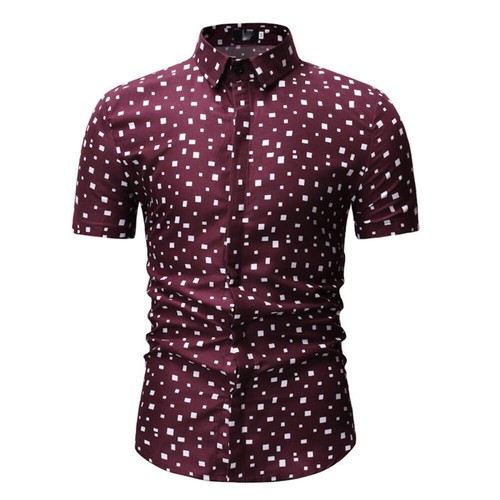 Men's Casual Cotton Short Sleeve Color Matching Printed Shirt, European and Amer - Picture 20 of 20