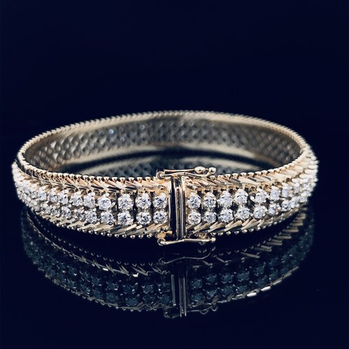14K GOLD TWO TONE BRACELET WITH OVER 3 CARATS OF GORGEOUS NATURAL DIAMONDS! 35g - Bild 3 von 5