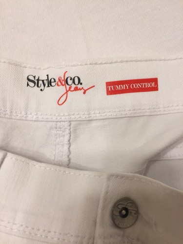 Style & Co Jeans White Mid Rise Tummy Control Boot Leg $49 36x24 Size 18 NWT - Picture 7 of 7