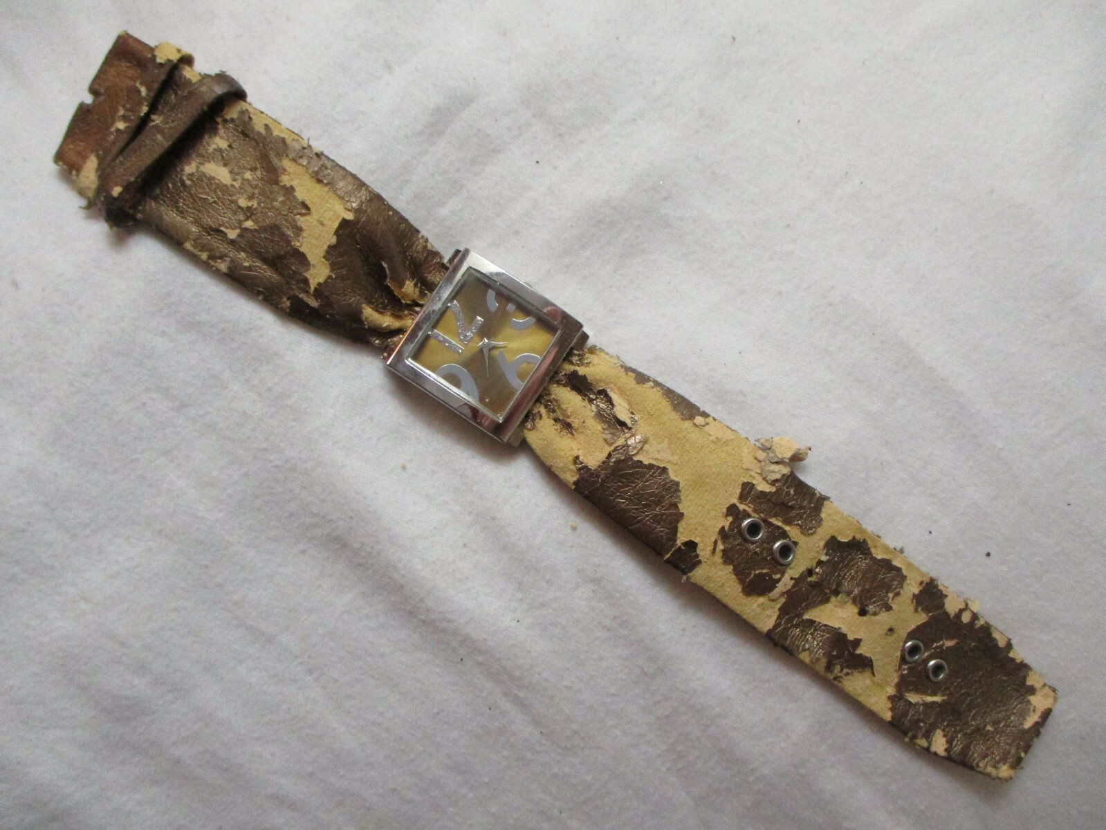 Wristwatch Silver Tone Rectangular Brown Face Buc… - image 2