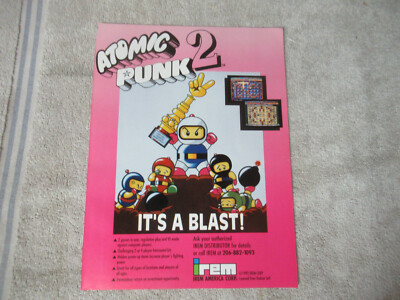 Original 1992  11 - 8 1/4'' atomic punk 2 irem ARCADE video GAME FLYER
