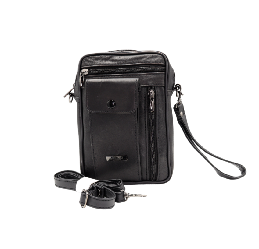Black Gents Wrist Bag with Strap Utility Shoulder Small Bag Crossbody