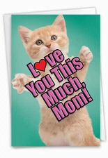 1 Funny Birthday Card with Envelope - Cat Love You This Much Mother C6610GBMG