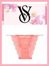 NEW Victoria's Secret Dream Angels String Bikini Panty Coral Pink Lace Size S