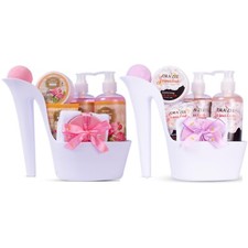Draizee 16 Pcs Rose, Jasmine Scented Set of 2 Spa Gift Basket for Women