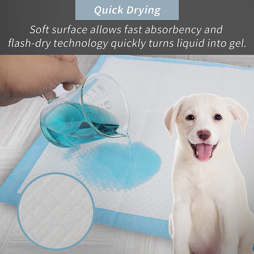 IMMCUTE Puppy Pee Pads 22"x23"- 50 Count | Dog Pee Training Pads Super Absorbent - Picture 4 of 12
