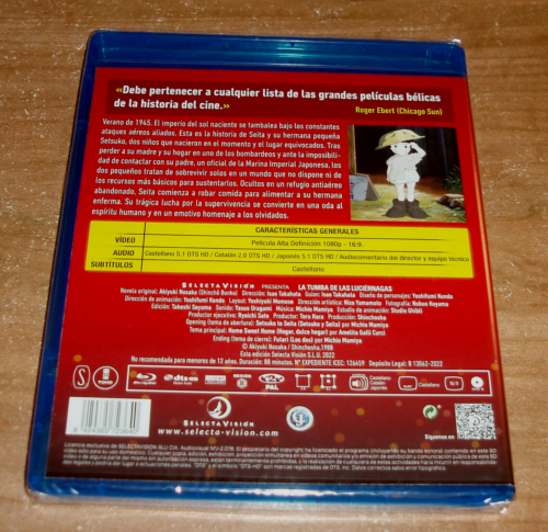 LA TUMBA DE LAS LUCIERNAGAS BLU-RAY NUEVO PRECINTADO ANIME ANIMACION - Imagen 2 de 4
