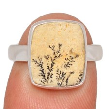 Natural Germany Psilomelane Dendrite 925 Silver Ring Jewelry s.6.5 CR68969