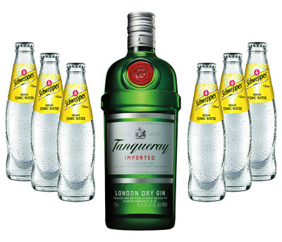 Gin Tonic Set - Tanqueray London Dry Gin 0,7l 700ml (47,3% Vol) + 6x Schweppes 