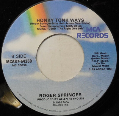 Roger Springer The Right One Left Vinyl Single 7inch MCA Records