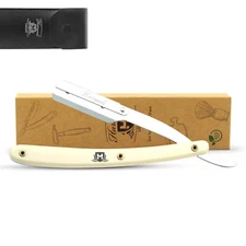 Durable Cut Throat Razor, Shavette, Plastic Handle, Barber Straight Razor, Ivory