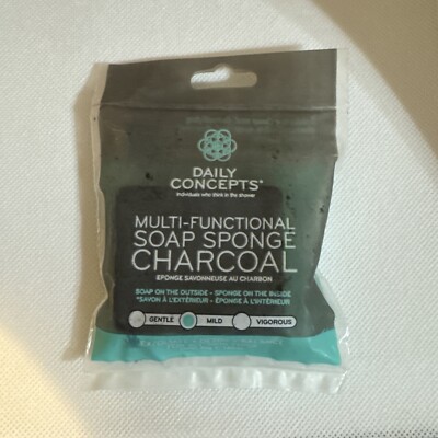 DAILY CONCEPTS Multi-functional Soap Sponge Charcoal 1.60 oz. NEW SEALED