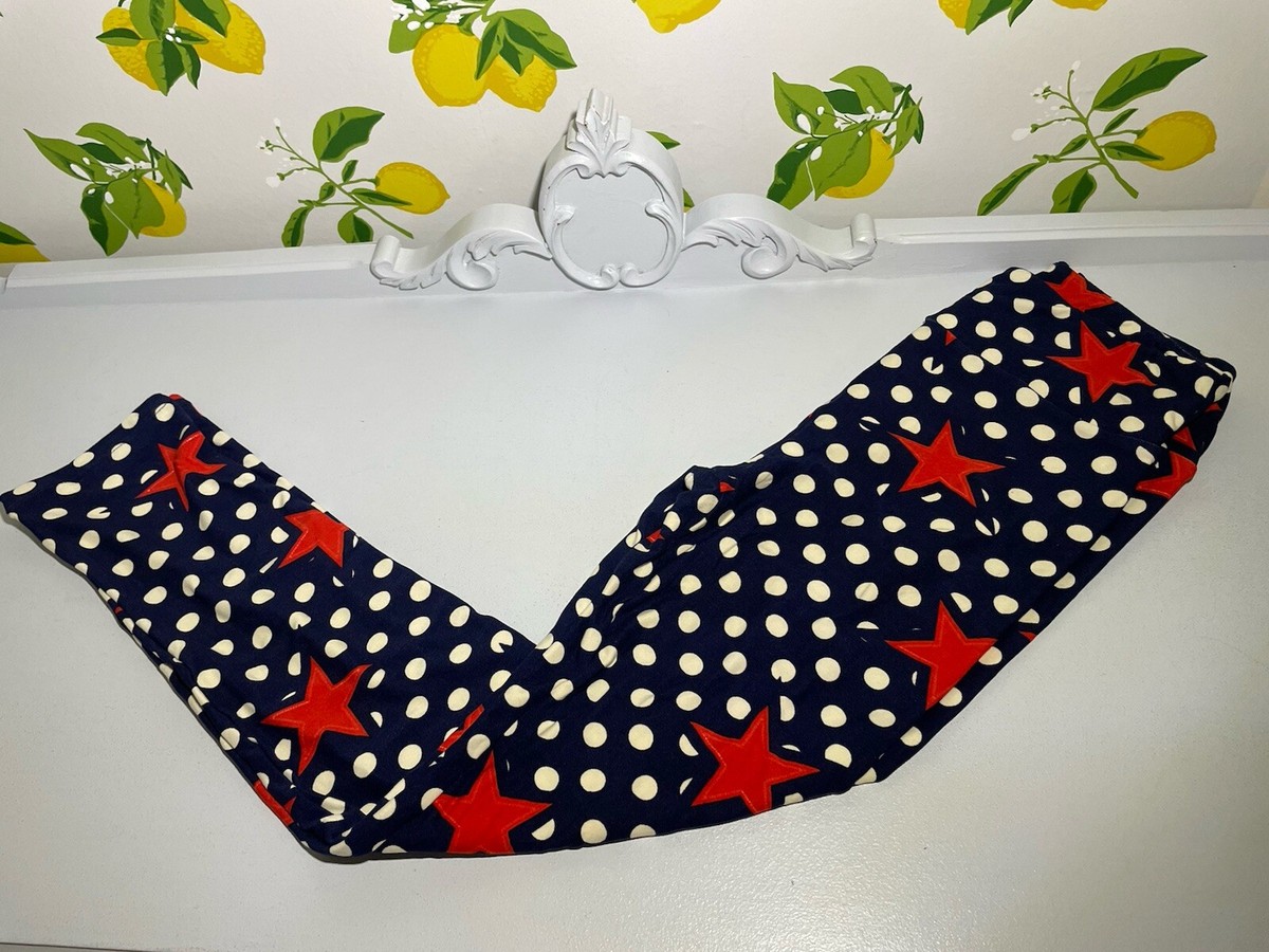 Leggings LuLaRoe Americana OS & S/M - Noir, étoiles Et Rayures - Neuf Avec étiquettes