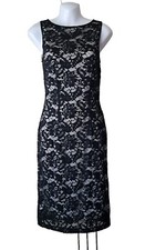 Womans Dress Mango Black laced lining  bodycon zip closure size S 