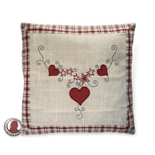 Clayre & Eef Stuhlkissenhülle Leinen Kissen Landhausstil Herzen