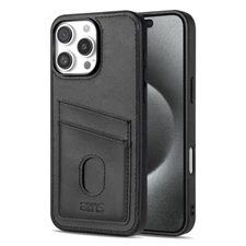 For iPhone 13 14 15 16 17 Pro Max Leather TPU Case Credit Card Holder Shockproof