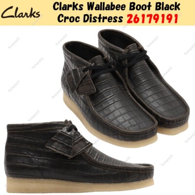 靴 CLARKS Wallabee Boot EXTREME COMFORT 27 Clarks Wallabee Boot Black Croc Distress 26179191 UK 4-13 | eBay