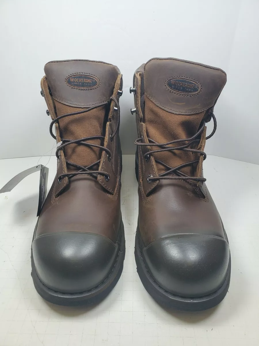 Wolverine Crawford Waterproof 6 in Work Boots Steel Toe Brown Size