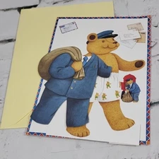 Teddy Bear Postman Paper Doll Card 