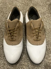 Nike Air Mens Golf Shoes White Tan 183055 101 Sz 8.5 Spiked Cleat Leather
