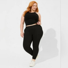 Torrid Crop Signature Waist Rib Knit  Pocket Legging - Black - Medium