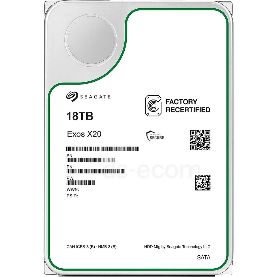 Seagate Exos X20 18TB HDD SATA 3,5 Zoll Interne Festplatte ST18000NM003D