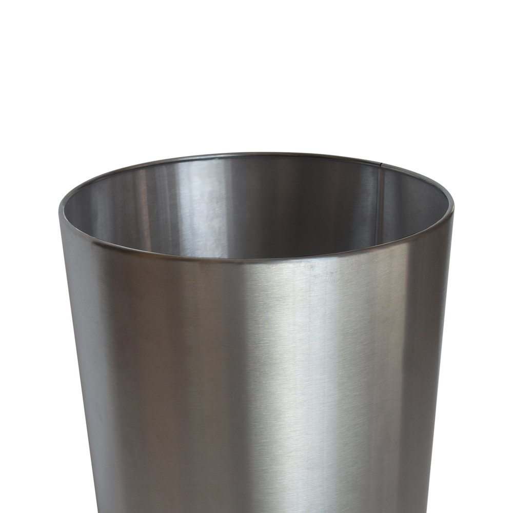 Brushed Nickel Metal Bathroom Wastebasket Simple Design Trash Can 2