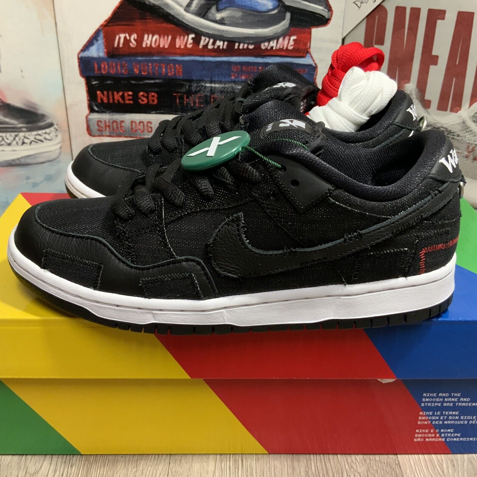 Nike SB Dunk Low X Verdy “Wasted Youth” Black Denim DD8386-001 Size 6 M /  7.5 W