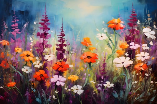 Pretty Wildflowers Oil Painting Print on Framed Canvas Floral Wall Art Botanical - Picture 3 of 8