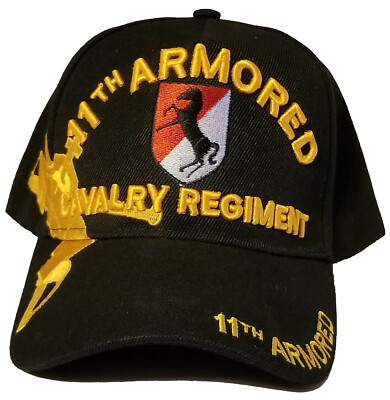 11th ACR Baseball Cap Armored Cavalry Regiment Hat Black Horse Emblem Logo, Mens
