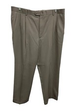 Mens Pure New Wool Pleated Dress Pants Brown Sz 40 x 30