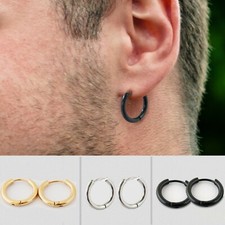 Huggie Hoop Earring, Gold Huggie Earrings, Guys Earrings, Stainless Steel Round