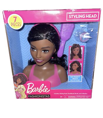 Mattel Barbie African American Doll Styling Head with Black Hair Pieces  New