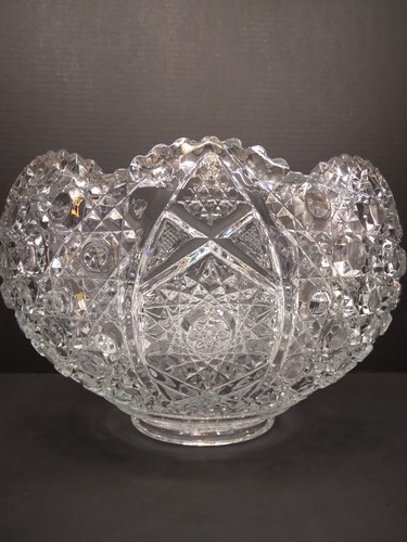 Vintage Mid-Century L.E. Smith Cut Clear Glass Daisy & Button Punch Bowl - Picture 3 of 11