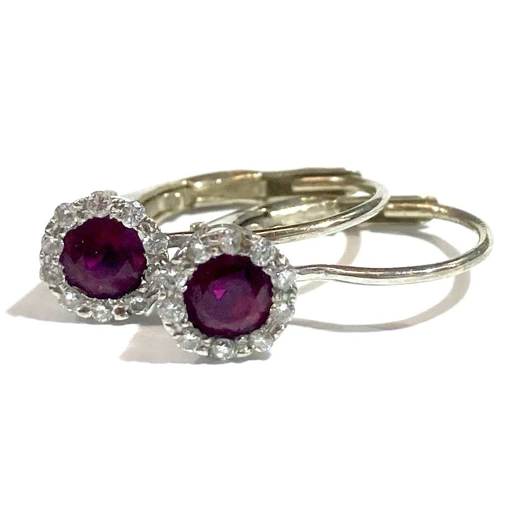 #485 18k Solid White Gold Ruby And Diamond Clip B… - image 2