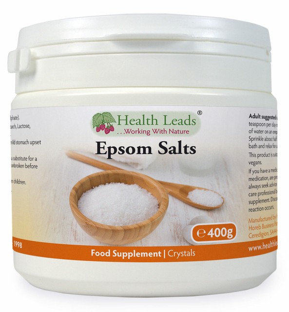 Food Grade Epsom Salts 400g Magnesium Sulphate by Health Leads UK for