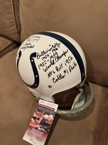 RARE LENNY MOORE SIGNED COLTS TK STAT HELMET JSA WITNESS 17 INSCRIPTIONS - Picture 4 of 5