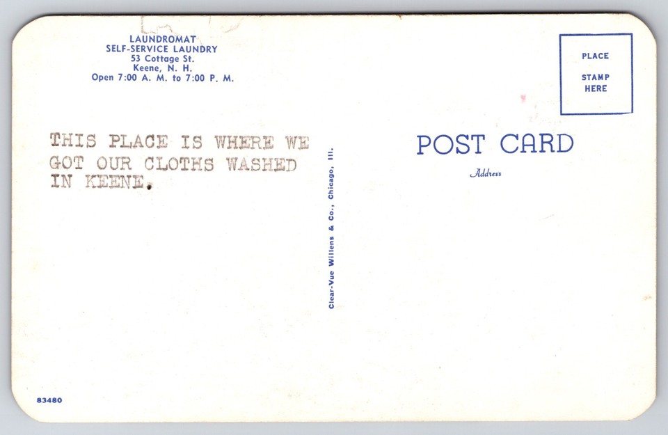 Laundromat SelfService Laundry Keene New Hampshire Interior c1950