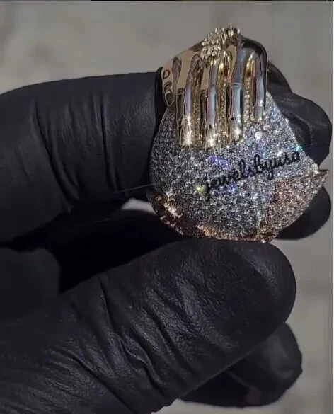 2Ct Round Cut Real Moissanite Men's world cup Ring 14K White Gold Plated - Image 4 of 4