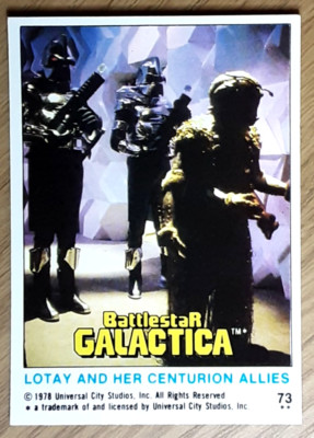 1978 Battlestar Galactica UK Edition Card 73 LOTAY AND HER CENTURION ALLIES