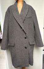 Iro Quip Black & White 100% Pure Wool Check Coat Rrp £695 Uk8 New