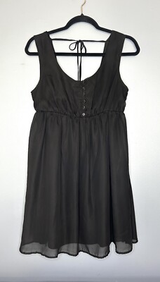 90s Y2K Babydoll Dress Womens M Black Chiffon Empire Waist Fairy Grunge  Goth LBD | eBay