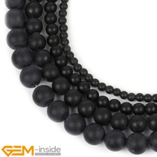 Obsidian Jasper Natural Stone Frosted Matte Round Beads for Jewelry Making 15"