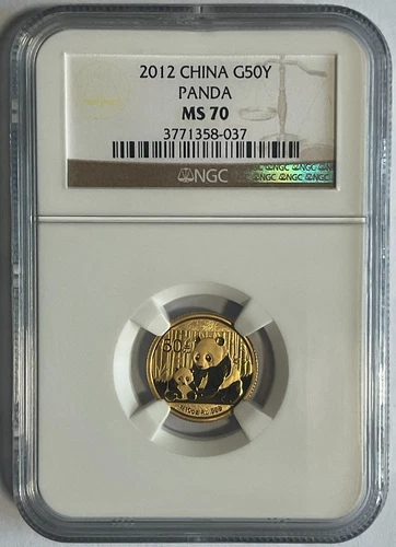 2012 China 1/10 oz Gold panda coin 50 Yuan,  NGC MS70