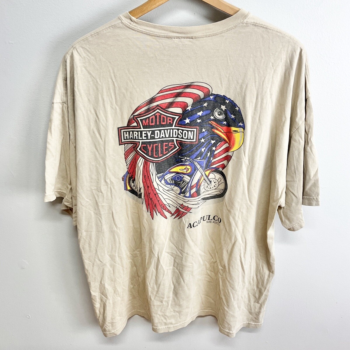 Harley-Davidson Tシャツ Acapulcoデザイン Harley-Davidson Acapulco Mexico Beige T-Shirt Men's 2XL | eBay