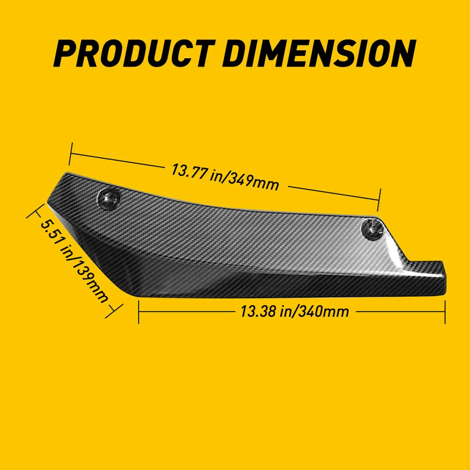 Carbon Fiber Rear Bumper Fin Diffuser Splitter Canard Lips Fit Honda civic 16-18 - Image 3 of 4