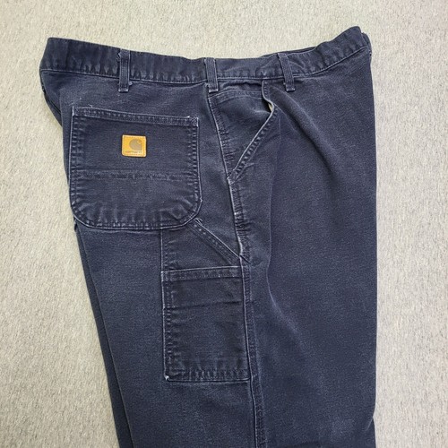 Pantalones Carhartt 40x30 Azul Oscuro Peto Ajuste Ripstop Bolsillos Carga B11-MDT - Imagen 14 de 17