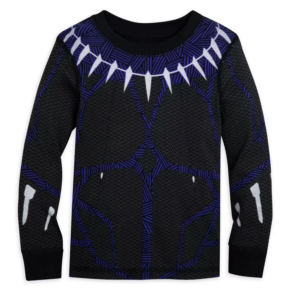 MARVEL BLACK PANTHER COSTUME PAJAMAS FOR BOYS NWT SIZES 3,4,5,6,7,8,10 - Image 2 of 4